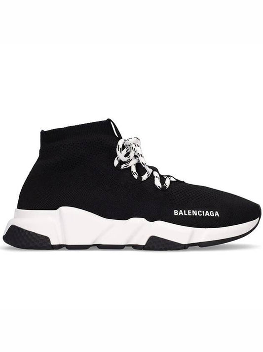 Balenciaga Speedrunner Lace -Up Knit High Top Sneakers Black