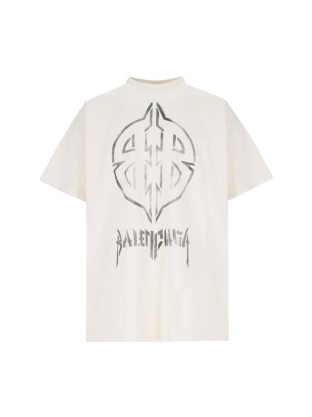 Balenciaga Metal BB Stencil Cotton Short Sleeve T-Shirt White
