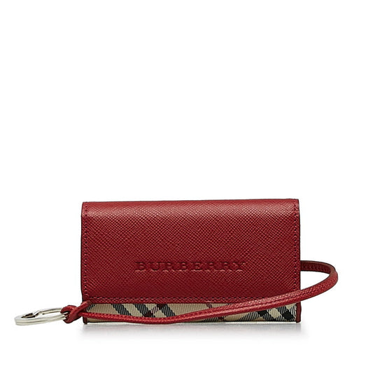 Burberry Nova Check 4 Series Keycase Red Beige Canvas Leather Ladies Burberry