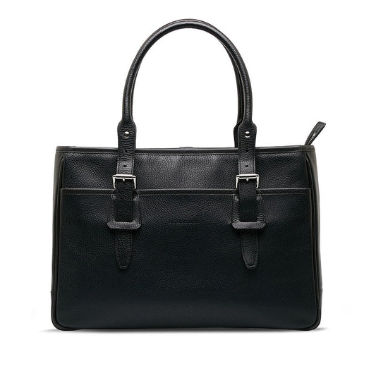 Burberry Nova Check Business Bag Black Leather Ladies