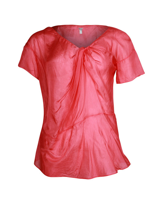 Chloe Draped Top in Red Silk