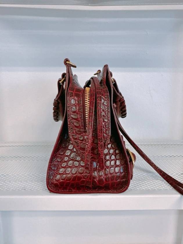 Balenciaga Women s Burgundy Neo Classic Croc Calf Leather Mini City Bag 638524 23EF1 6526