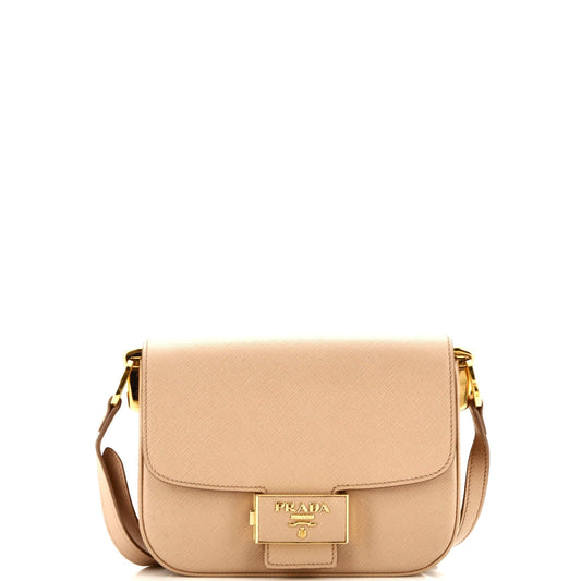 Prada Embleme Flap Bag Saffiano Leather Small