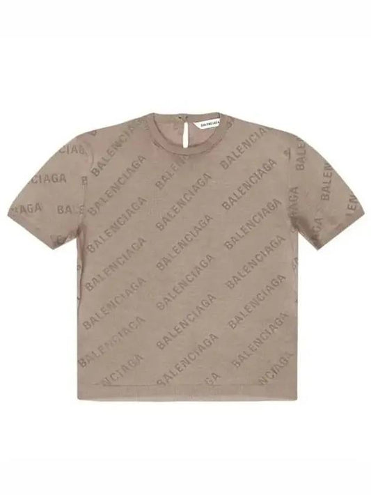 Balenciaga Cotton Diagonal Logo Short Sleeve T-Shirt Brown
