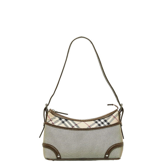 Burberry Nova Check Shoulder Bag Beige Multicolor Canvas Leather Ladies Burberry