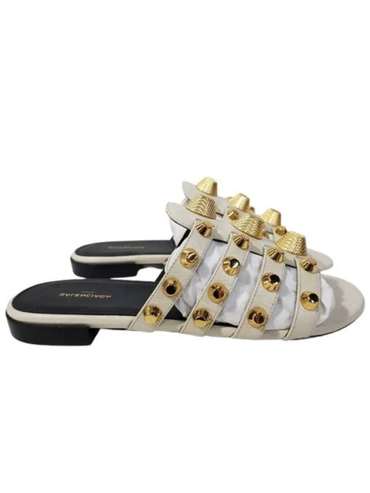 Balenciaga Stud Strap Slippers White