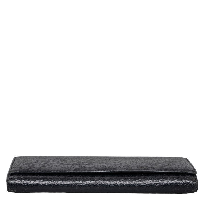 Burberry Nova Check Logo Long Wallet Black Leather Ladies
