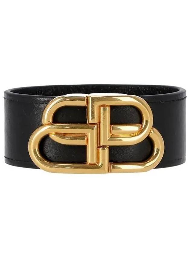 Balenciaga Double B Logo Buckle Leather Belt Black