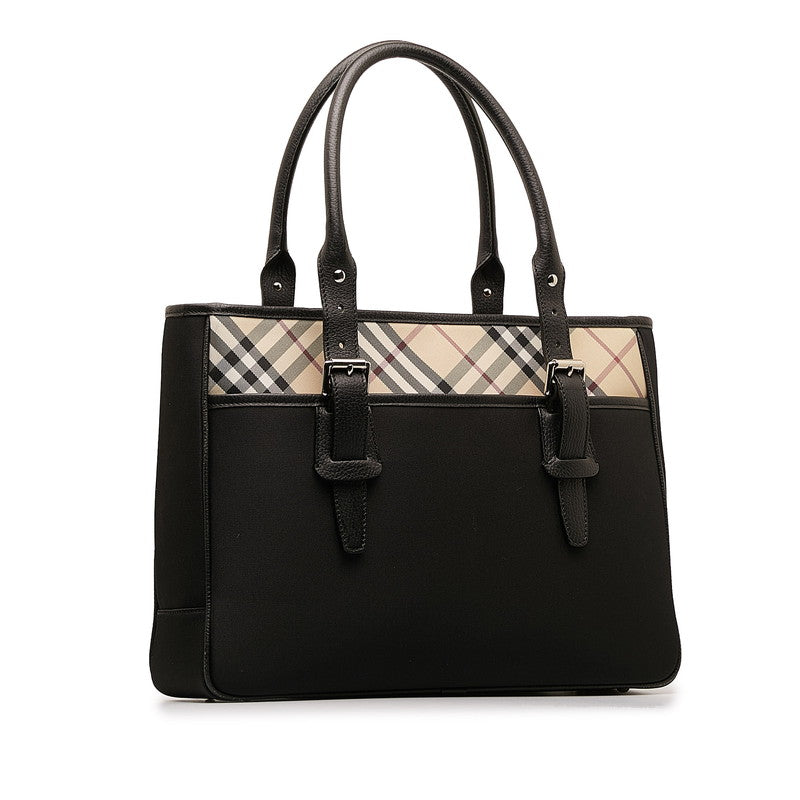 Burberry Nova Check Tote Bag Beige Multicolor Canvas Ladies