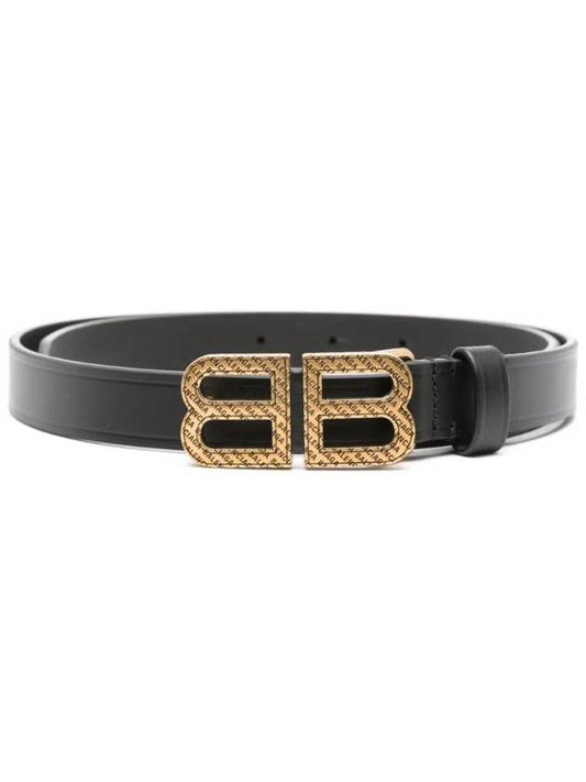 Balenciaga BB Hourglass Leather Belt Black