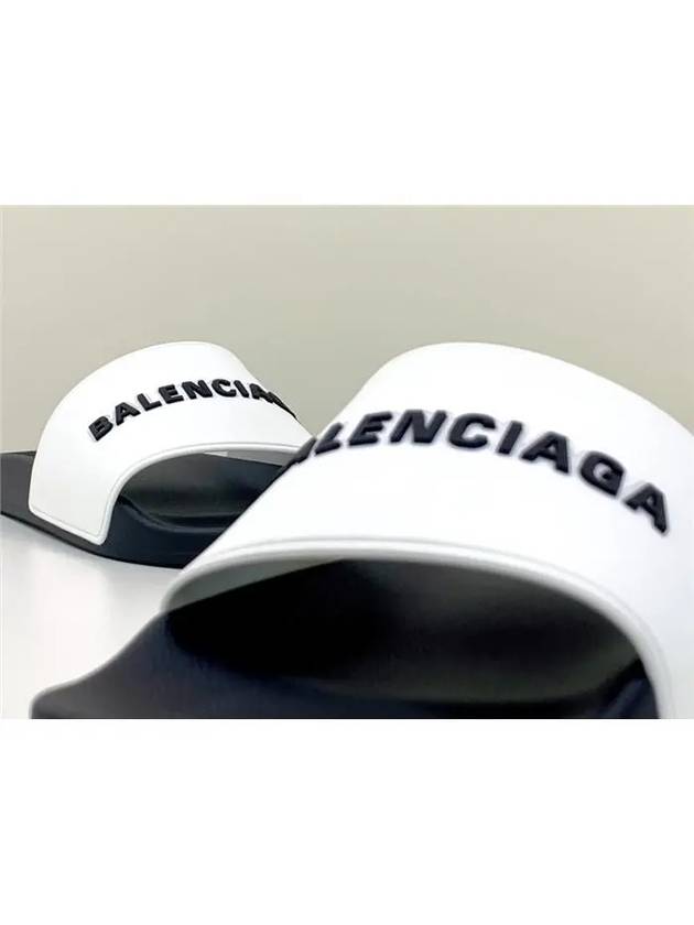 Balenciaga Logo Pool Slippers White