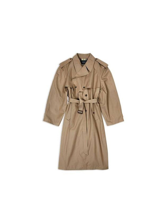 Balenciaga WoMen's Oversized Shoulder Tab Trench Coat Beige