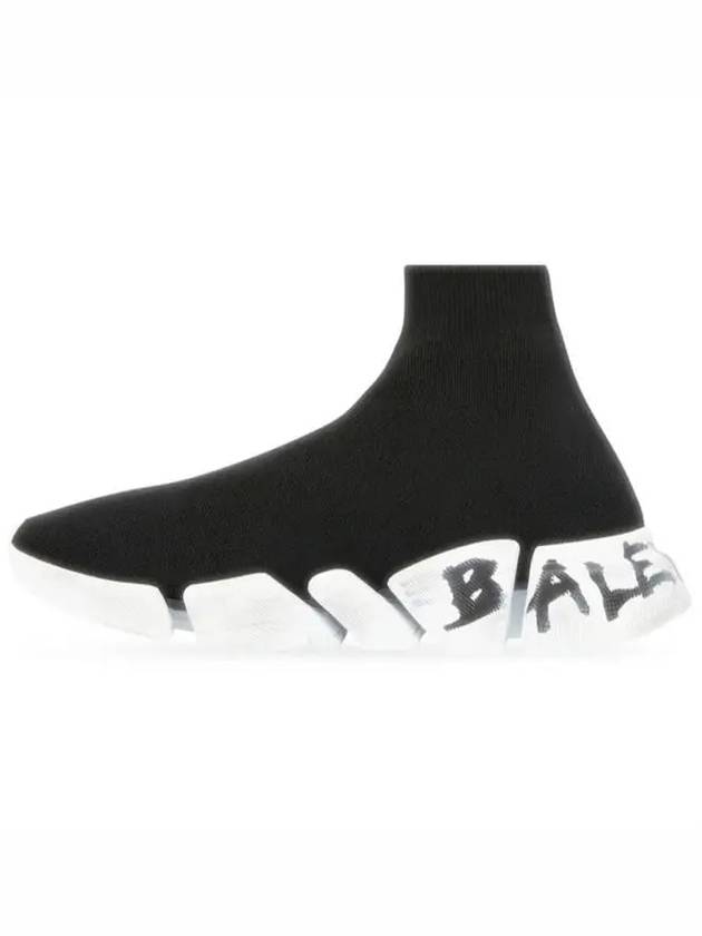 Balenciaga Speed 2.0 Graffiti Knit High Top Sneakers Black