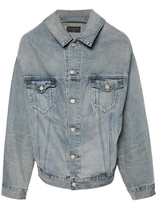 Balenciaga Women Off Shoulder Denim Jacket