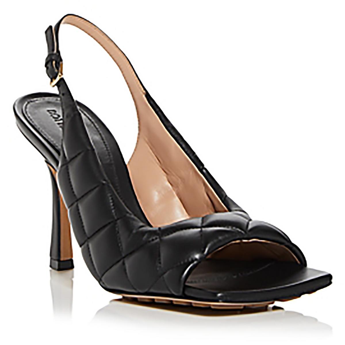 729765VBRR0 Womens Textured Man Made Slingback Heels Nappa Black