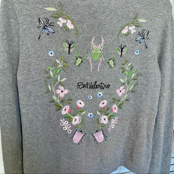 Red Valentino gray wool cardigan