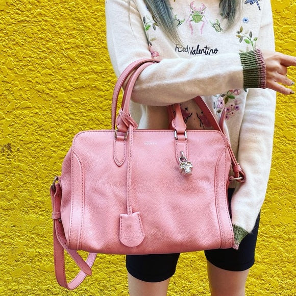ALEXANDER MCQUEEN Pink padlock Leather Tote Bag