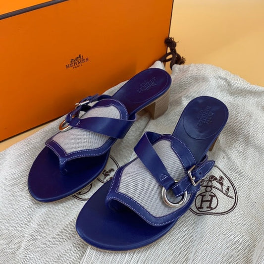 HERMES sandals caraibes toile H Panama