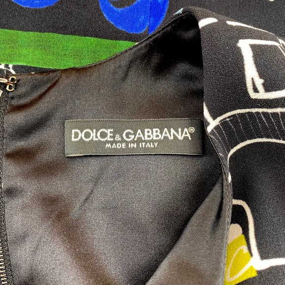 Dolce & Gabbana drawing print black dress