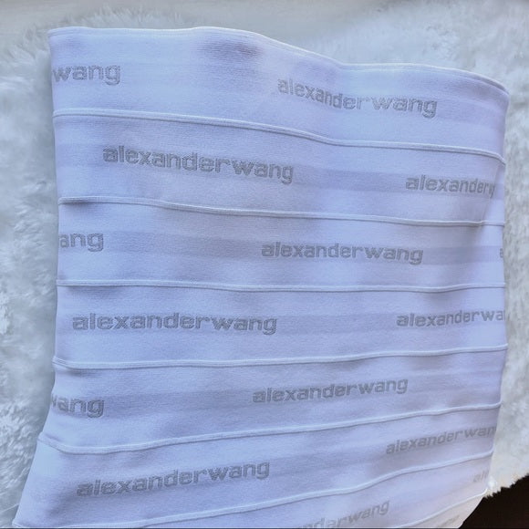 Alexander Wang Logo Elastic Bandeau Dress In White