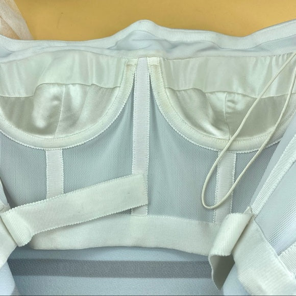 Alexander Wang Logo Elastic Bandeau Dress In White