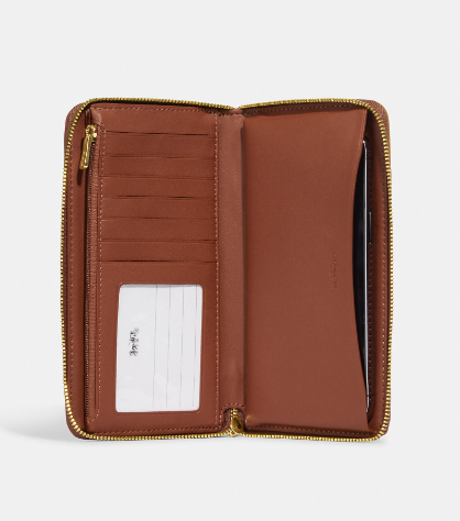 Dempsey Large Phone Wallet In Signature Jacquard With Stripe And Coach Patch