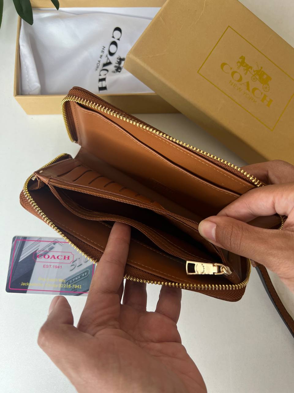 Dempsey Large Phone Wallet In Signature Jacquard With Stripe And Coach Patch