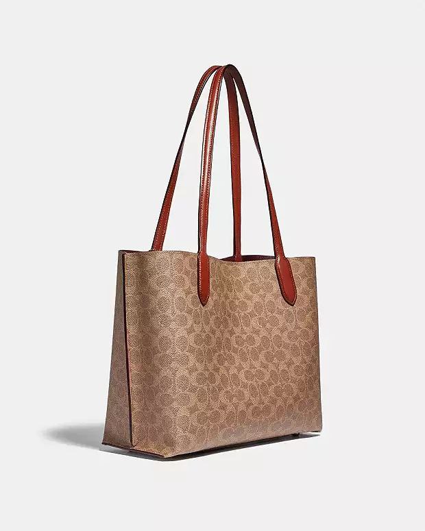Coach Camel/Beige Signature Coated Canvas Willow Tote
