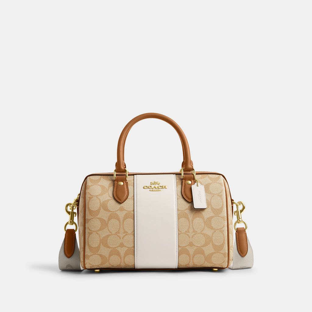 Coach Rowan Satchel Bag In Signature Canvas With Stripe