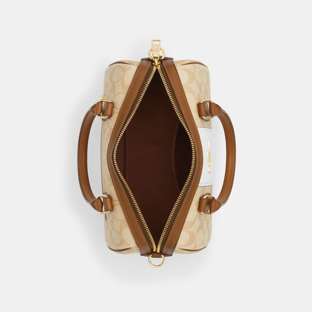 Coach Rowan Satchel Bag In Signature Canvas With Stripe