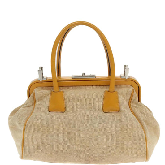 Beige Canvas Prada Handbag