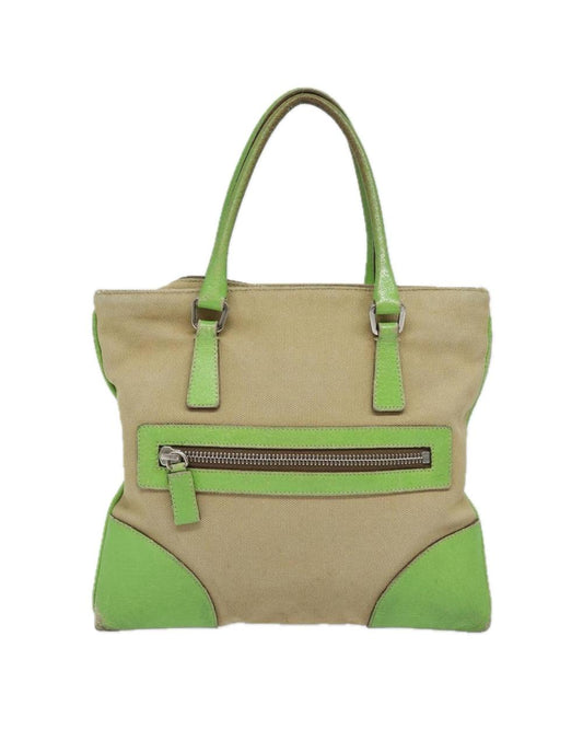 Beige Canvas Prada Handbag
