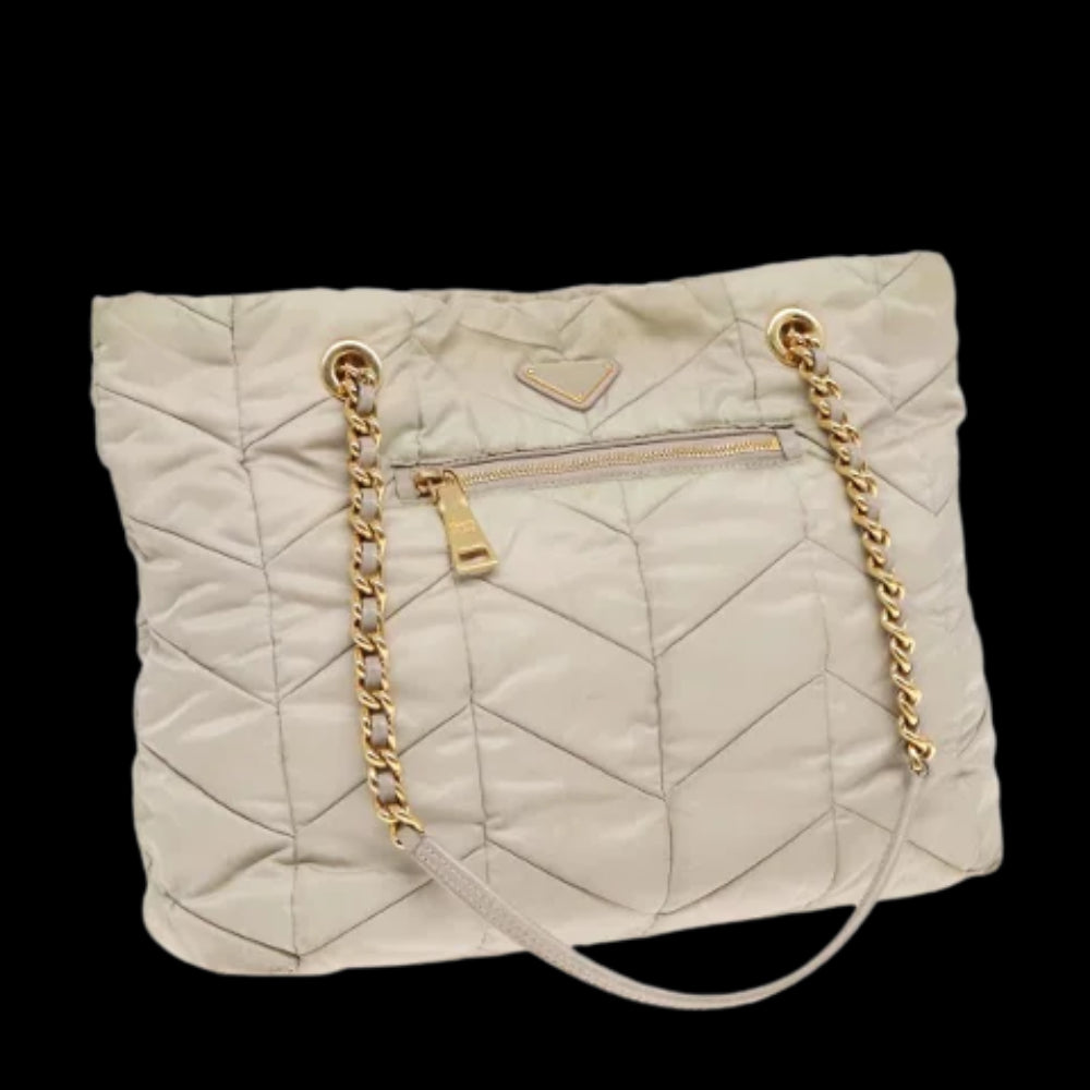 Beige Canvas Prada Tote