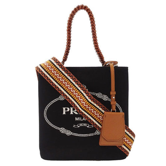 Black Canvas Prada Shoulder Bag