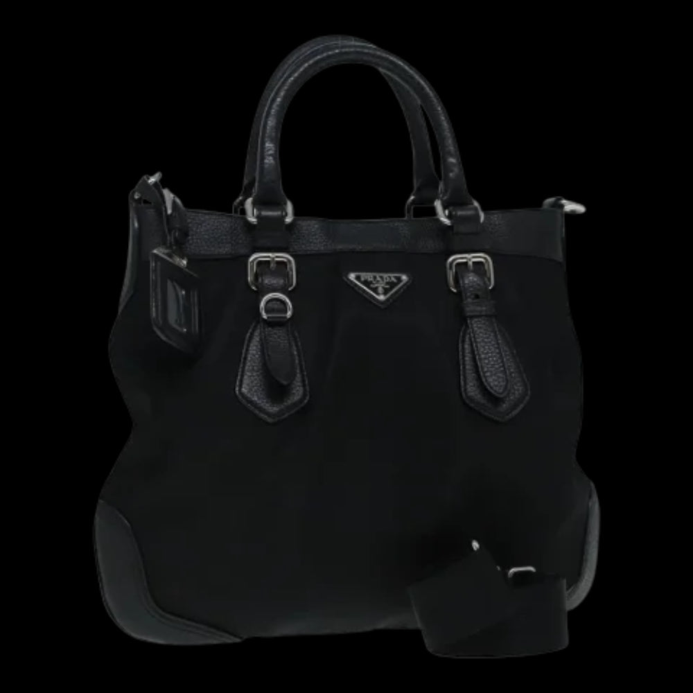 Black Fabric Prada Tote