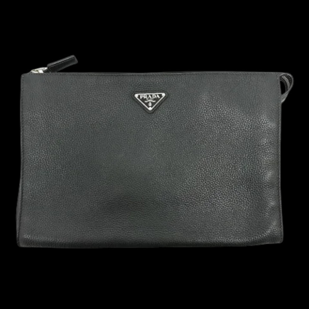 Black Leather Prada Clutch