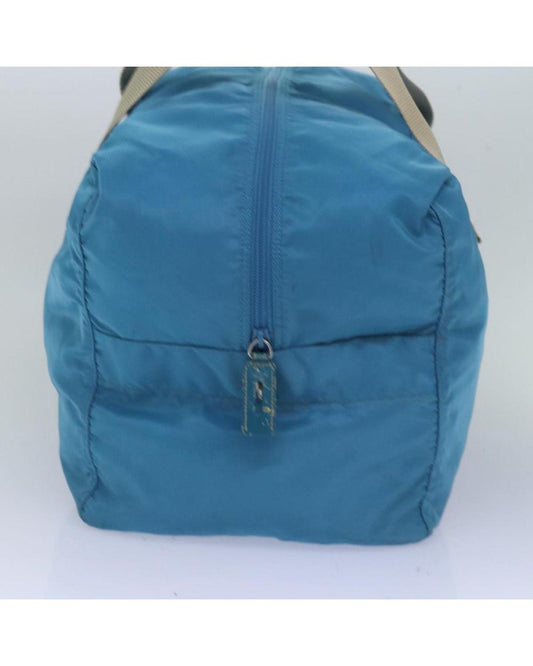 Blue Nylon Prada Boston Bag