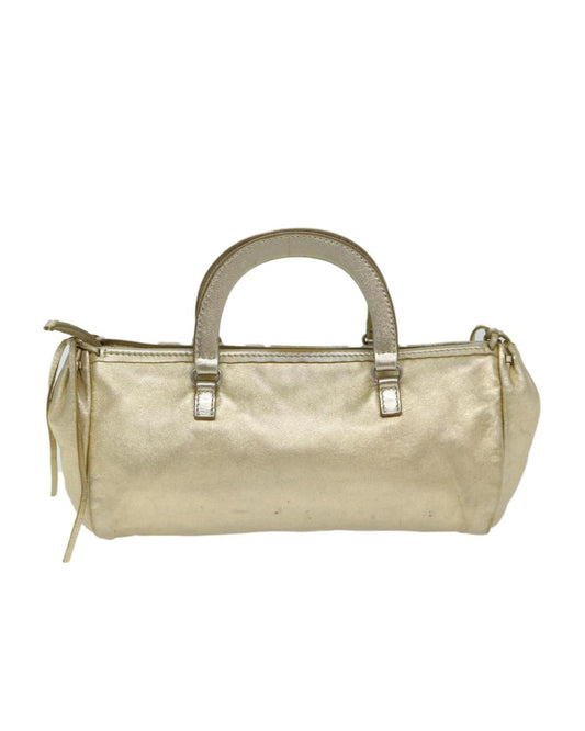 Gold Leather Prada Handbag