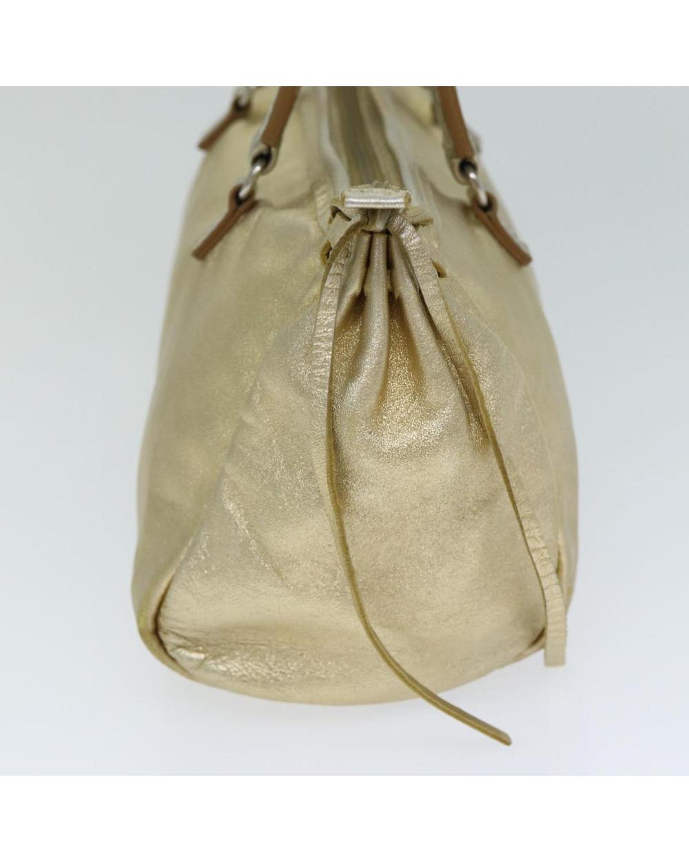 Gold Leather Prada Handbag