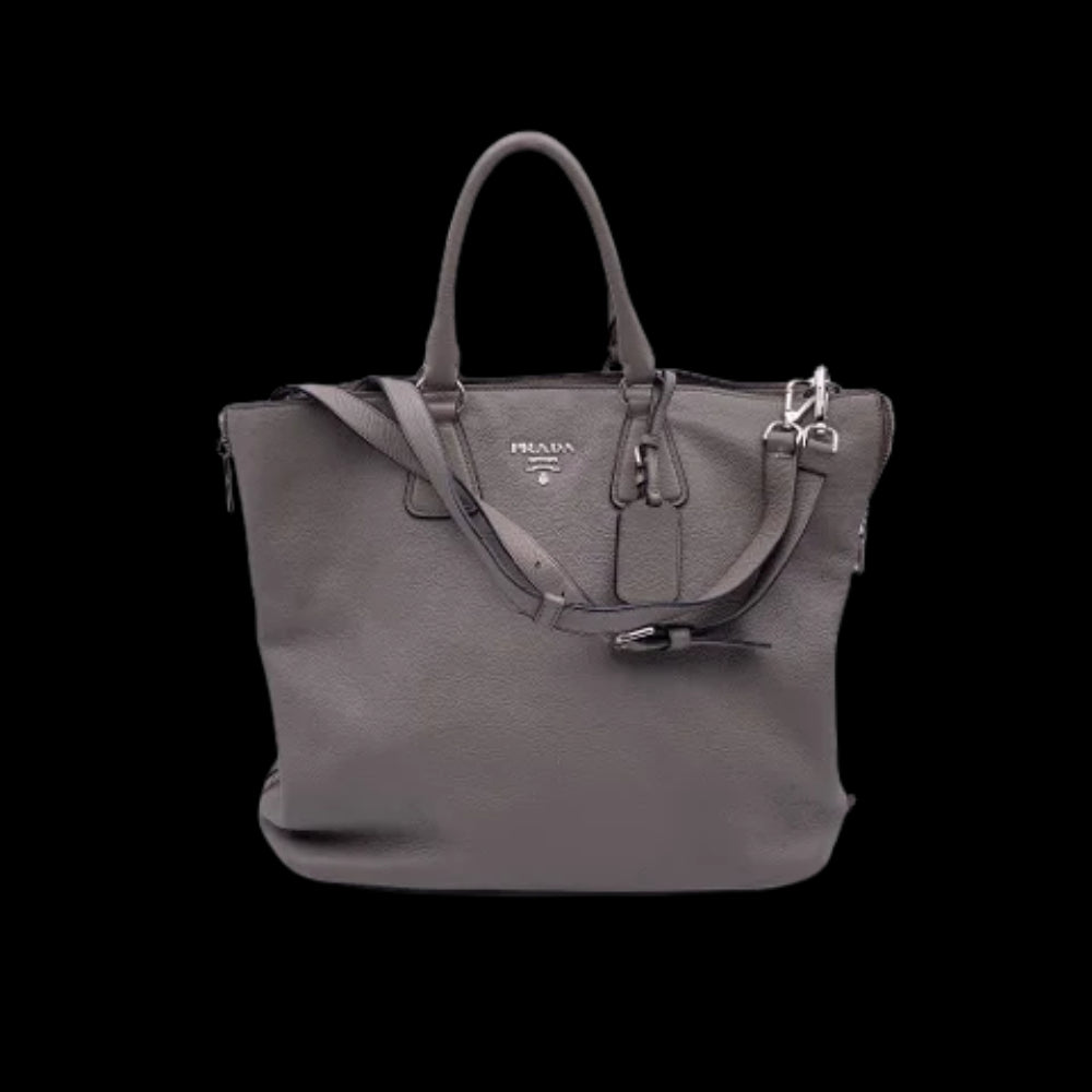 Grey Leather Prada Tote