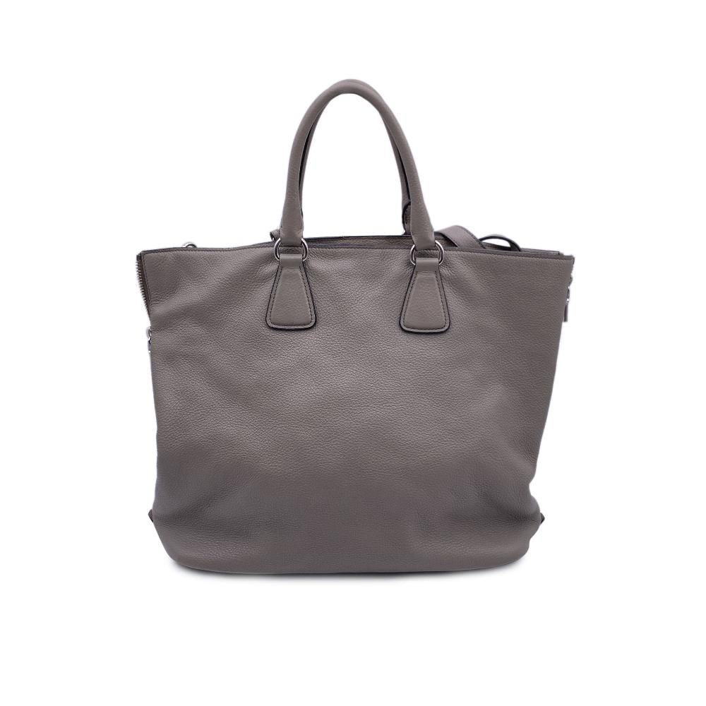 Grey Leather Prada Tote