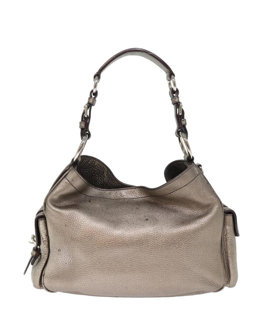Silver Leather Prada Handbag