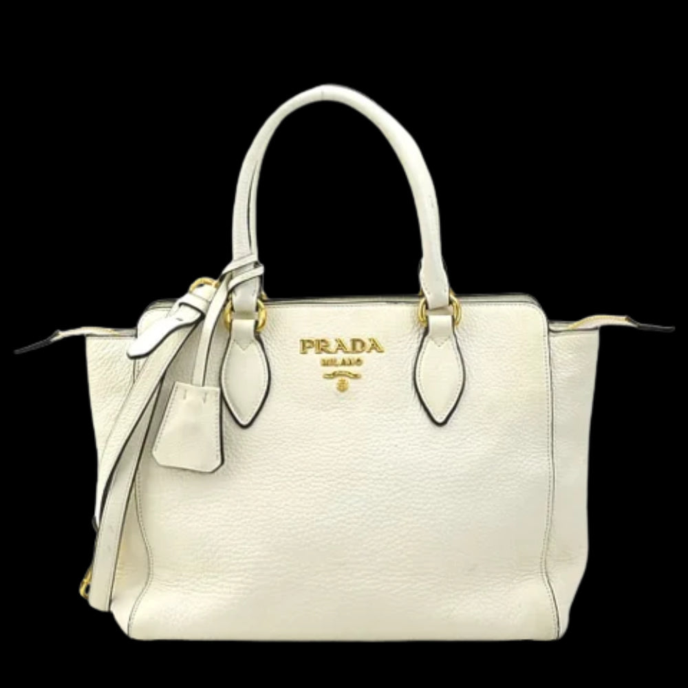 White Leather Prada Handbag