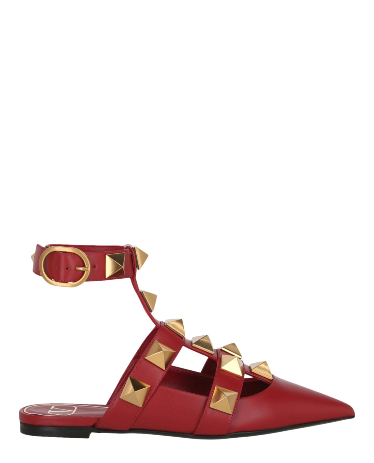 Valentino Womens Roman Stud Ballerina Shoe Red