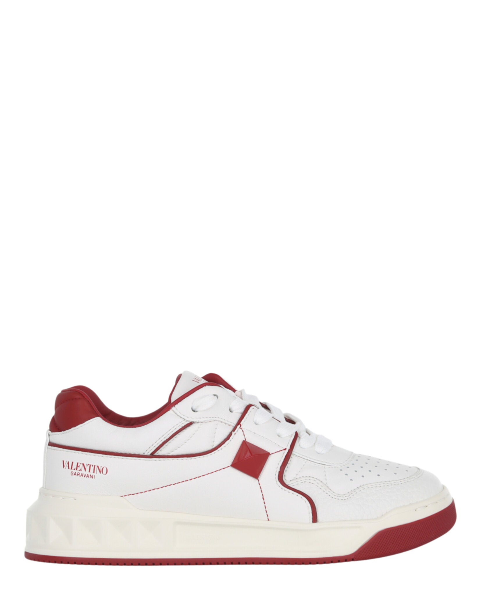 Valentino Womens One Stud Low-Top Sneaker Red